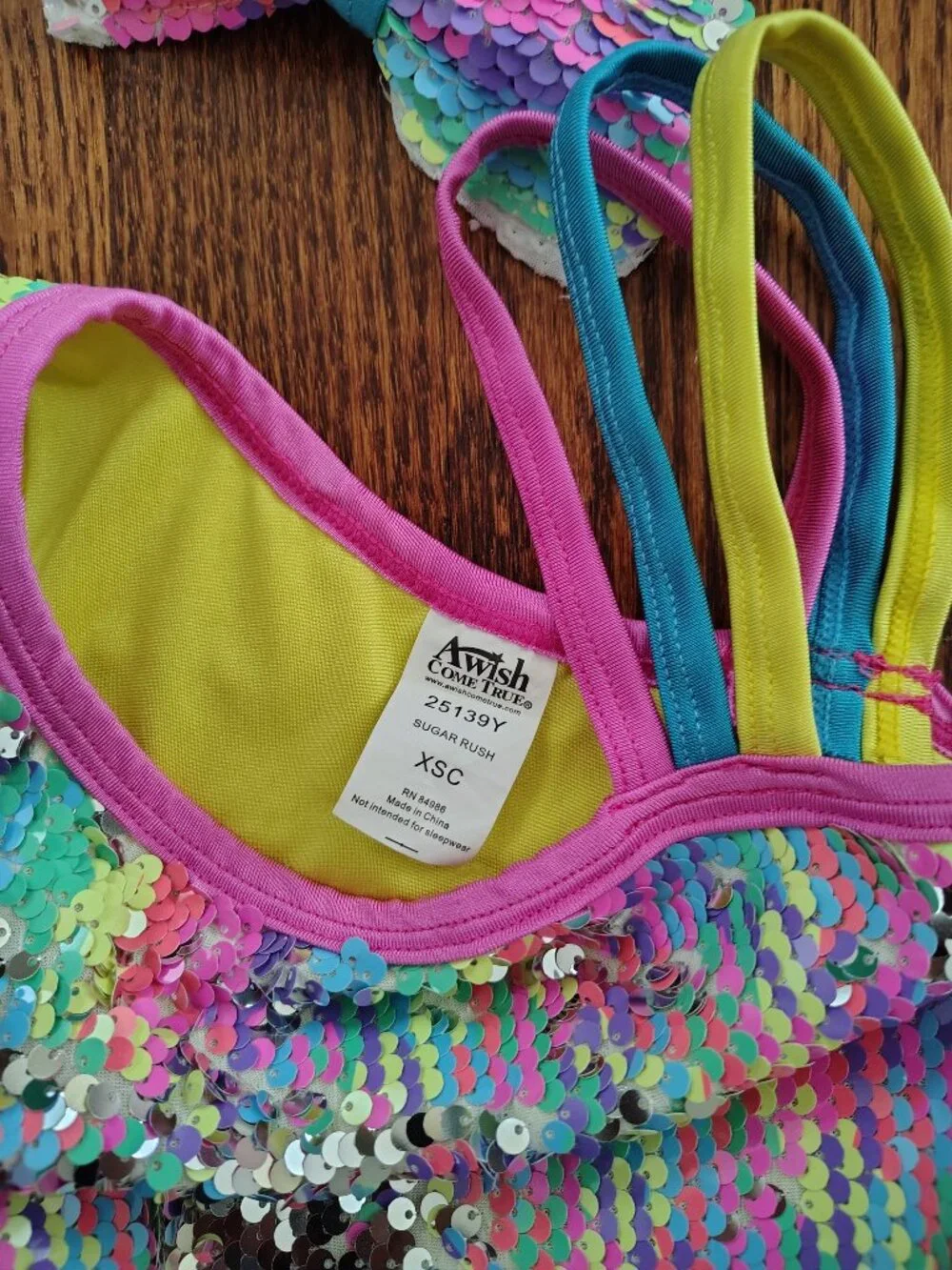 Rainbow Sequin Dance Tutu Costume and Bow. A Wish Come True. Sugar Rush.